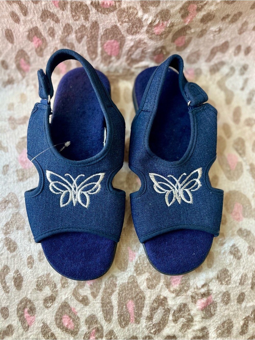 y2k Cotton Blue Jean Butterfly Slingback Sandals